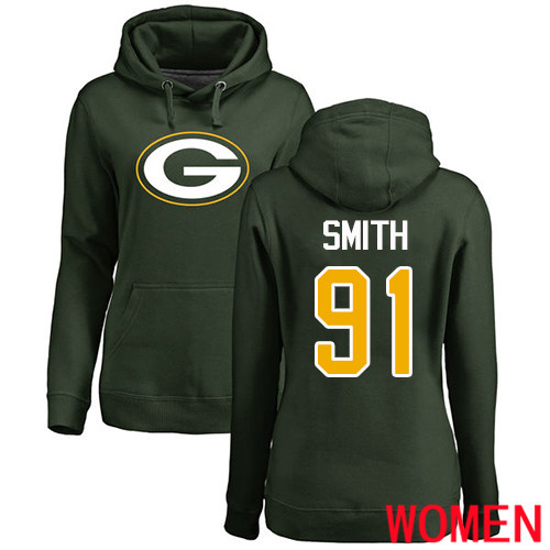 Green Bay Packers Green Women #91 Smith Preston Name And Number Logo Nike NFL Pullover Hoodie Sweatshirts
